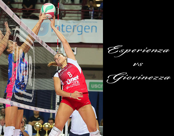 Francesca Piccinini mura l'attacco  di Alessia Orro. E' il 10-9 nel tie-break per Novara (Igor Gorgonzola Novara - Unet  E-Work Busto Arsizio 3-